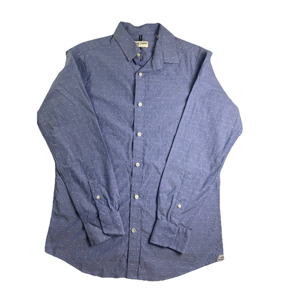Crosby & Howard Men's Long-Sleeve Shirt Medium‎ Blue Solid Stretch